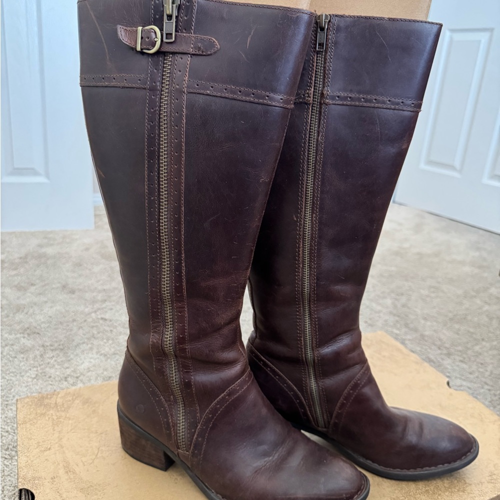 Born Brown Leather Knee-High Women's Boots
